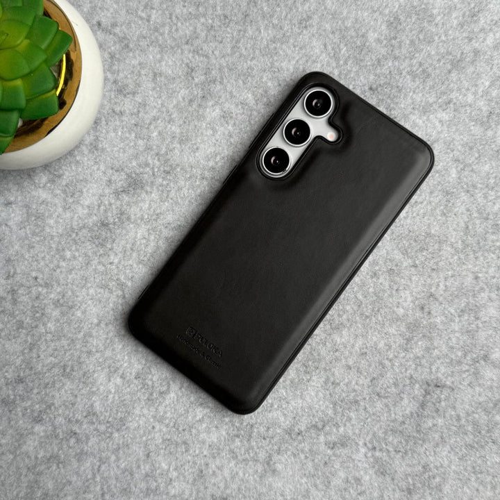 FRATO Samsung S24 Black Samsung Galaxy S24 PU Leather Thin Case Cover Minimalistic Design