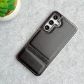 Samsung Galaxy S25 Plus Textured Stripe PU Leather Side Chrome Case Cover