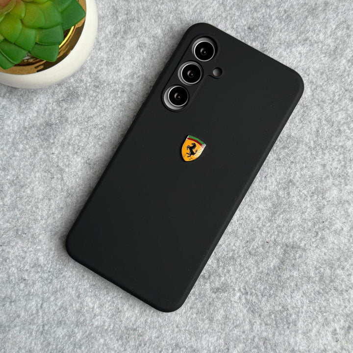 FRATO Samsung S24 FE Black Samsung Galaxy S24 FE Sports Car Logo Liquid Silicone Case Cover