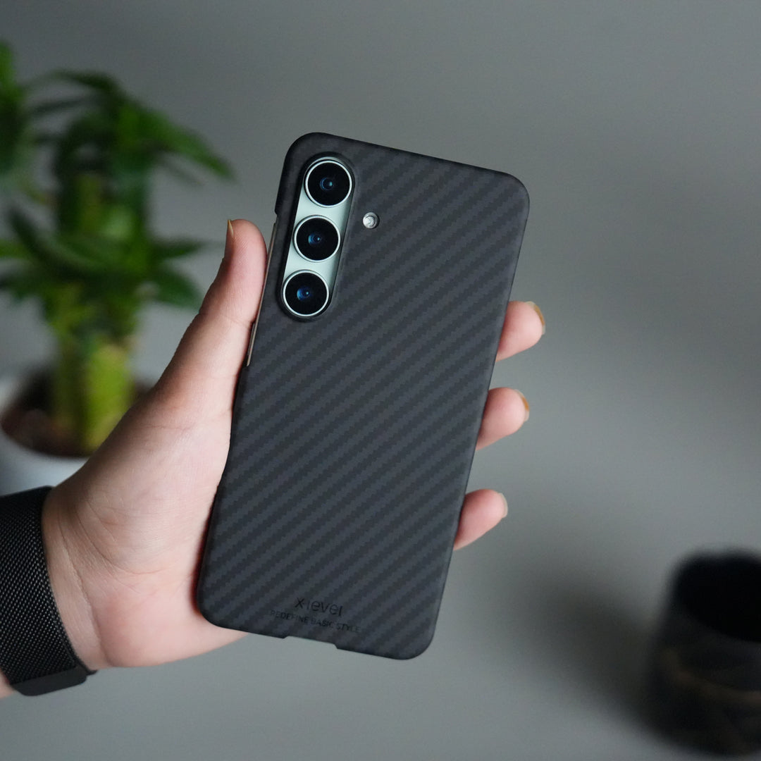 FRATO Samsung S24 Galaxy S24 Carbon Fiber Slim Case | Ultra-Thin Magnetic Charging Ring Cover