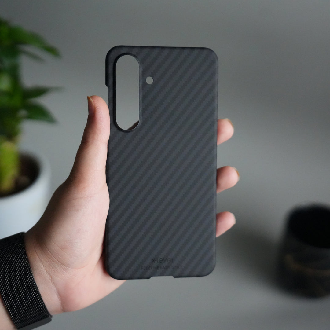 FRATO Samsung S24 Galaxy S24 Carbon Fiber Slim Case | Ultra-Thin Magnetic Charging Ring Cover