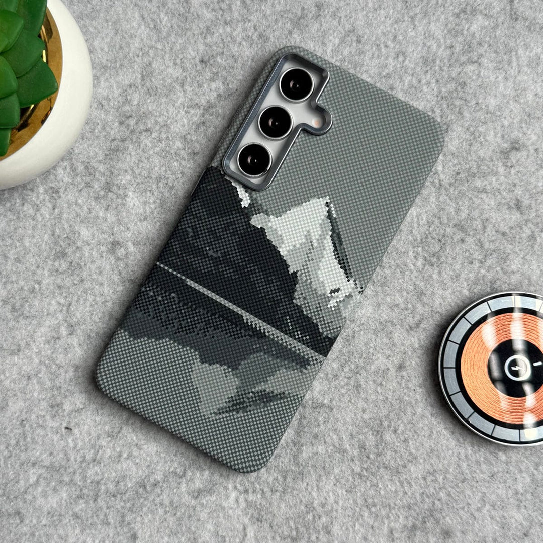 FRATO Samsung S24 Gray Hills Samsung Galaxy S24 Carbon Fiber Texture Aramid Design Hard Pc MagSafe Case Cover