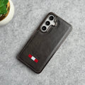 Samsung Galaxy S24 Textured PU Leather Side Chrome Case Cover