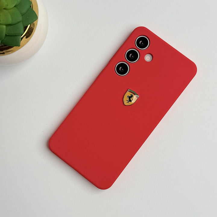 FRATO Samsung S24 Red Samsung Galaxy S24 FR Sports Car Logo Silicone Case Cover