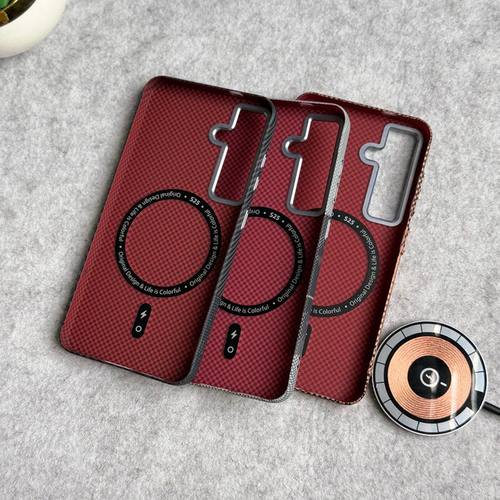 FRATO Samsung S24 Samsung Galaxy S24 Carbon Fiber Texture Aramid Design Hard Pc MagSafe Case Cover