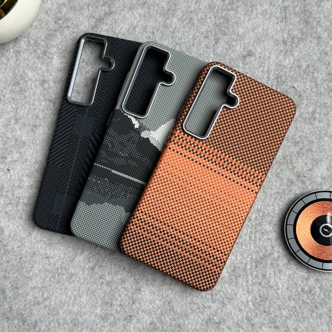 FRATO Samsung S24 Samsung Galaxy S24 Carbon Fiber Texture Aramid Design Hard Pc MagSafe Case Cover