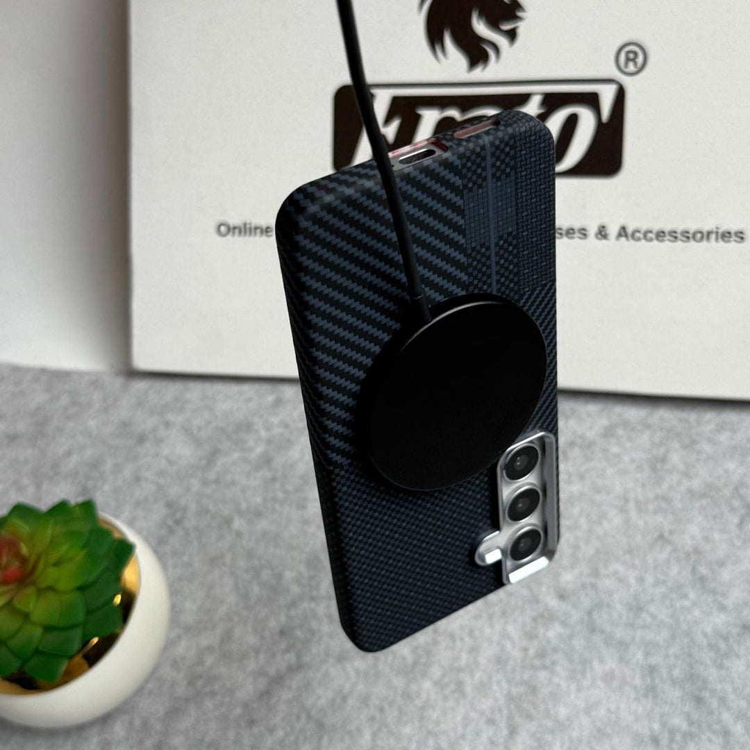 FRATO Samsung S24 Samsung Galaxy S24 Carbon Fiber Texture Aramid Design Hard Pc MagSafe Case Cover