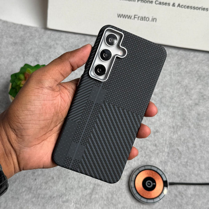 FRATO Samsung S24 Samsung Galaxy S24 Carbon Fiber Texture Aramid Design Hard Pc MagSafe Case Cover