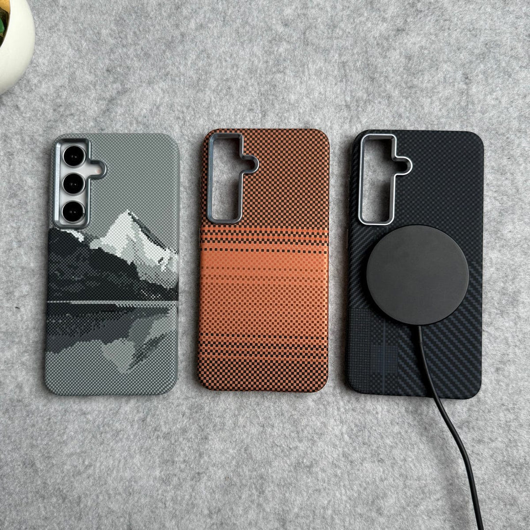 FRATO Samsung S24 Samsung Galaxy S24 Carbon Fiber Texture Aramid Design Hard Pc MagSafe Case Cover