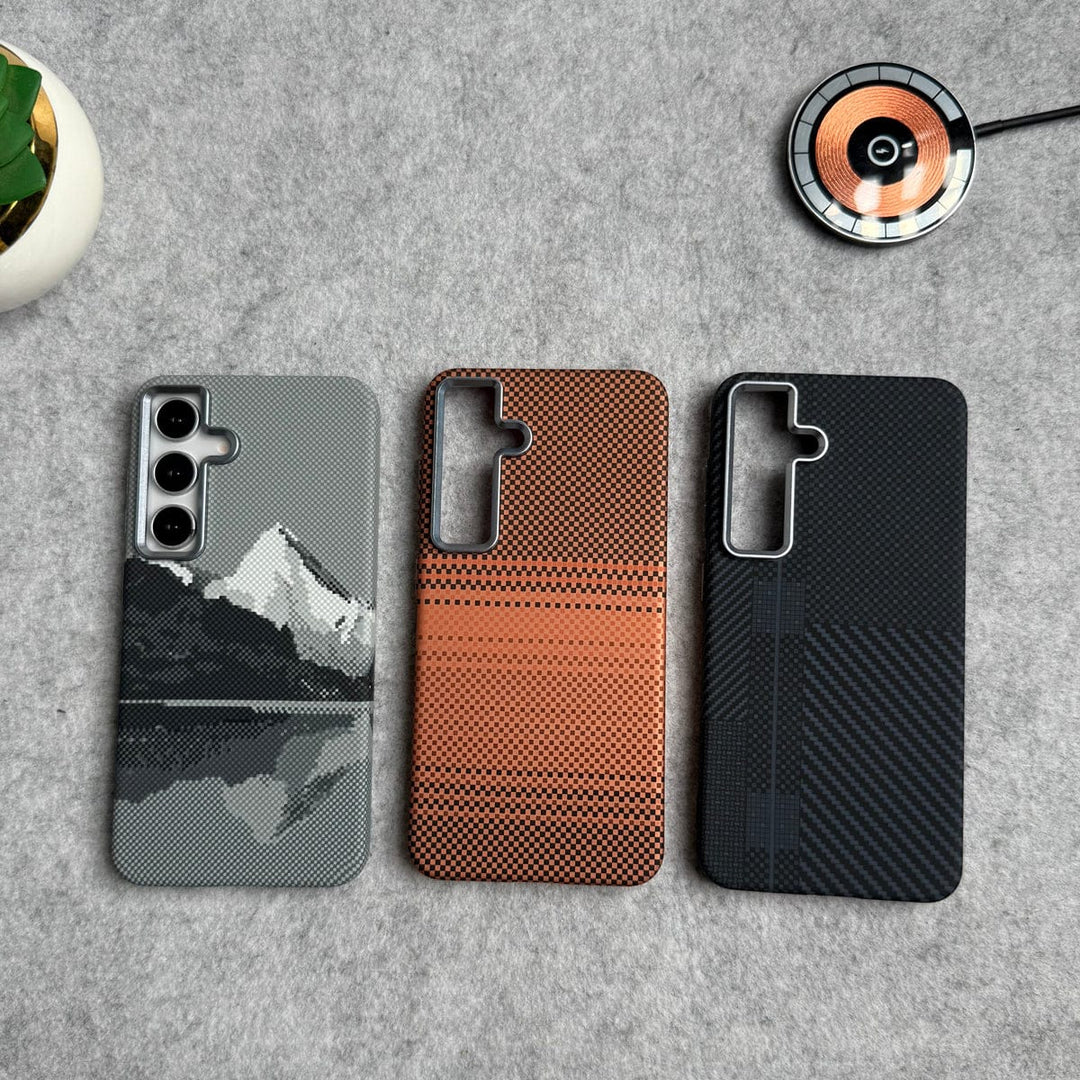 FRATO Samsung S24 Samsung Galaxy S24 Carbon Fiber Texture Aramid Design Hard Pc MagSafe Case Cover