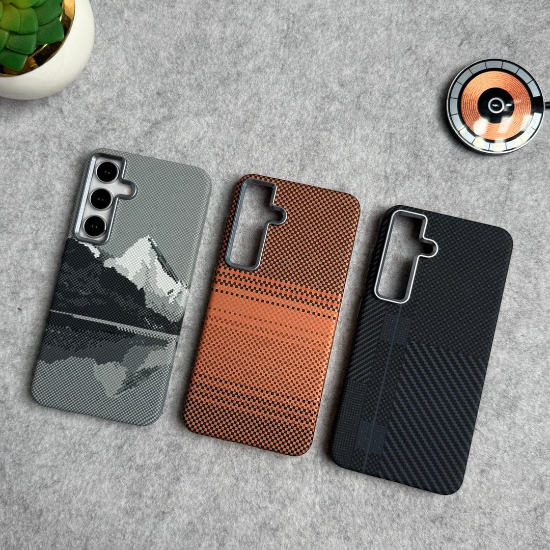 FRATO Samsung S24 Samsung Galaxy S24 Carbon Fiber Texture Aramid Design Hard Pc MagSafe Case Cover