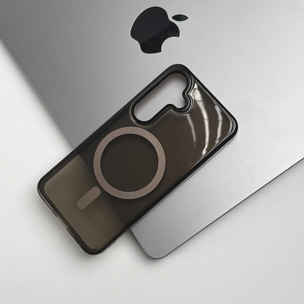 FRATO Samsung S24 Samsung Galaxy S24 Clear And Brown Transparent Case With Magnetic Charging Ring