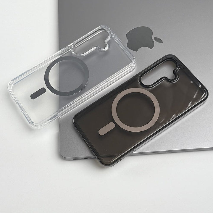 FRATO Samsung S24 Samsung Galaxy S24 Clear And Brown Transparent Case With Magnetic Charging Ring