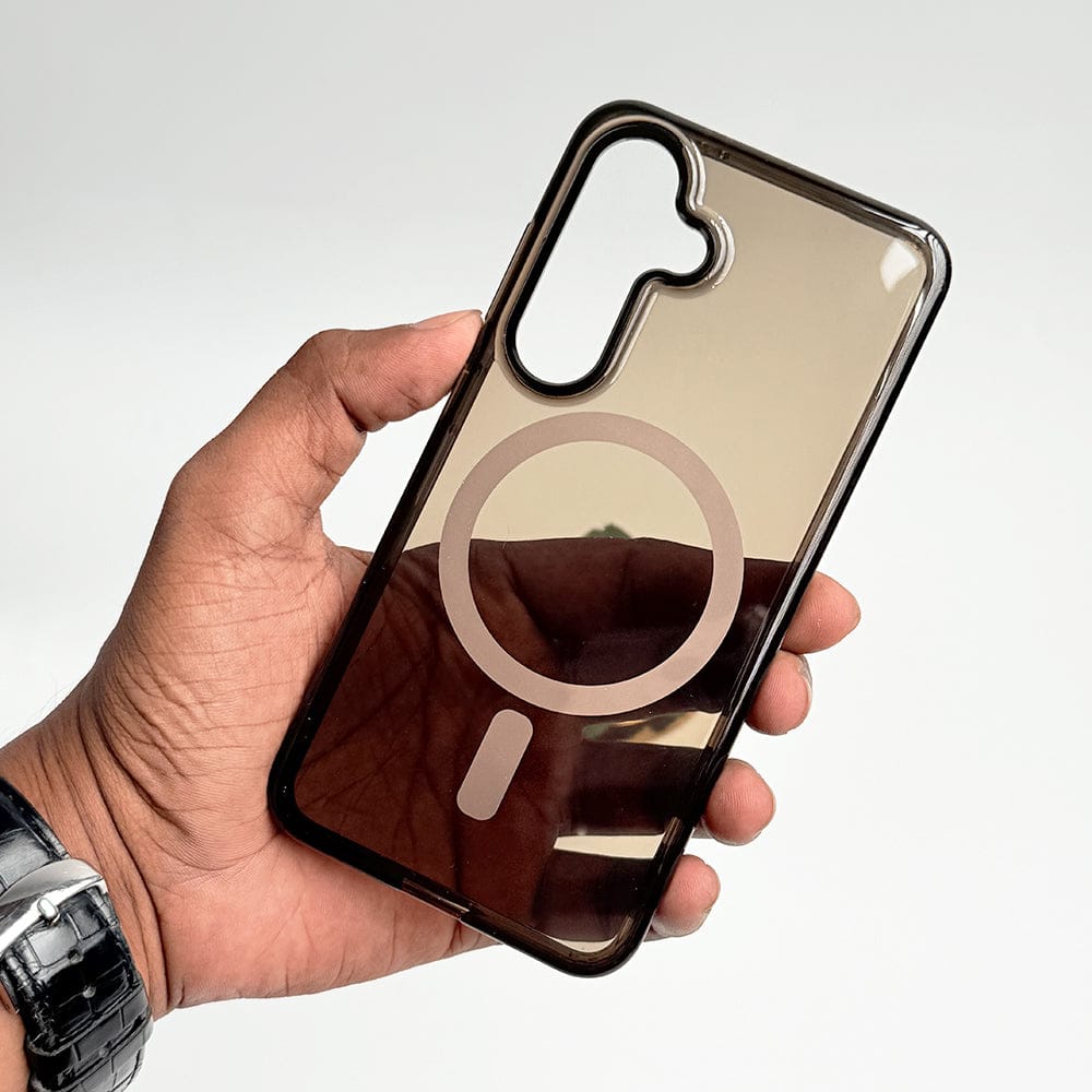 FRATO Samsung S24 Samsung Galaxy S24 Clear And Brown Transparent Case With Magnetic Charging Ring