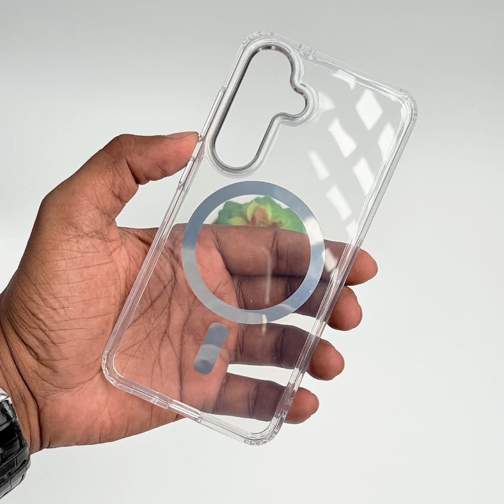 FRATO Samsung S24 Samsung Galaxy S24 Clear And Brown Transparent Case With Magnetic Charging Ring