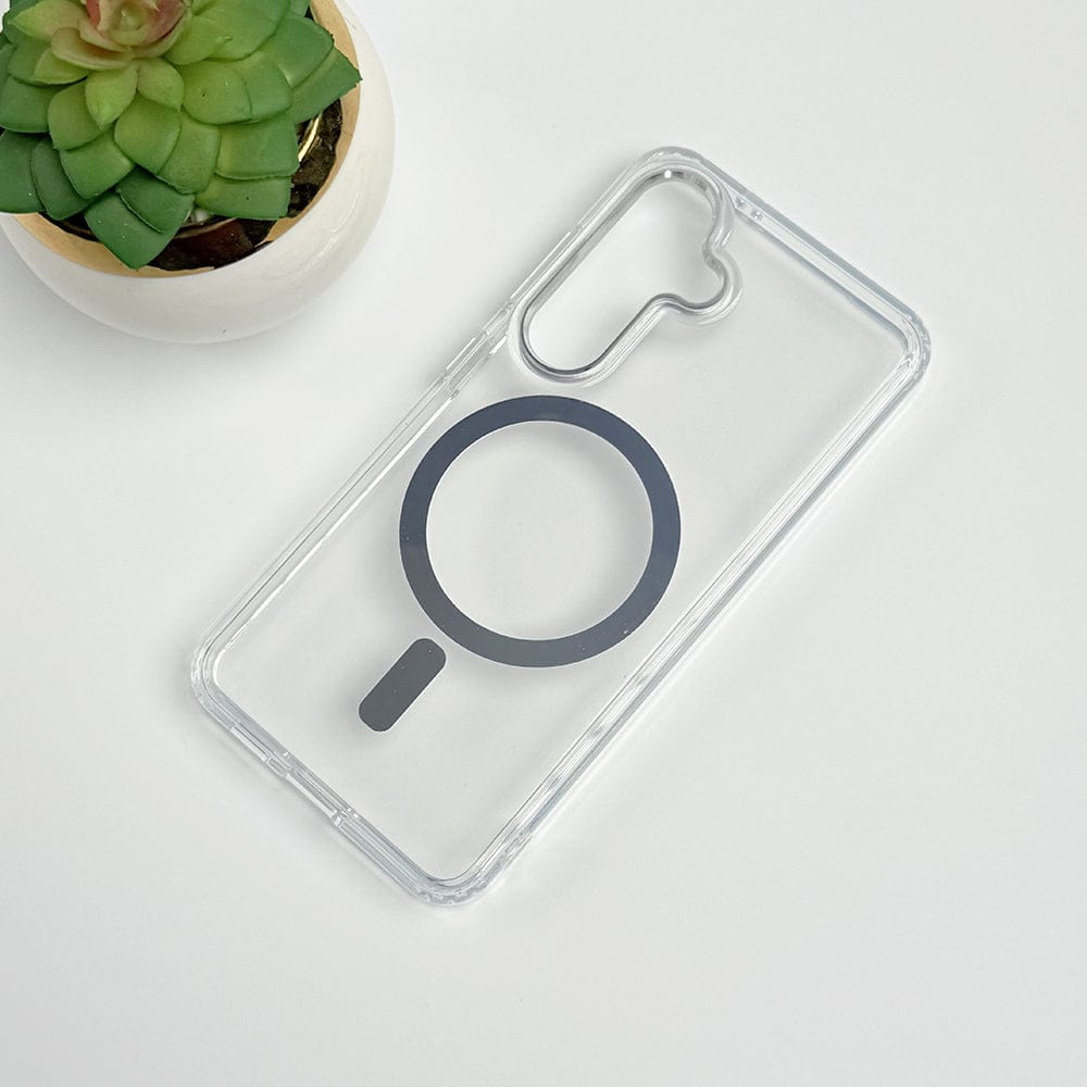 FRATO Samsung S24 Samsung Galaxy S24 Clear And Brown Transparent Case With Magnetic Charging Ring