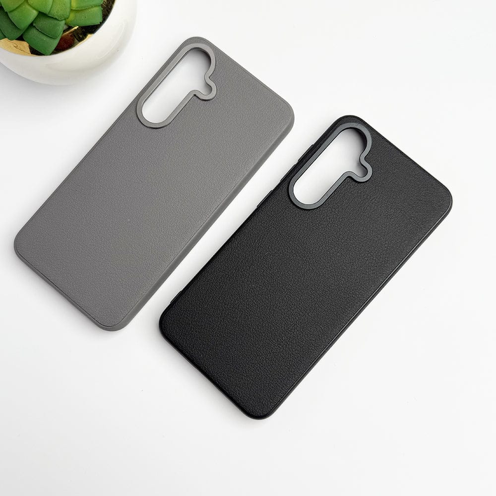 FRATO Samsung S24 Samsung Galaxy S24 Leather Texture Case Cover With Metal Camera Bumper