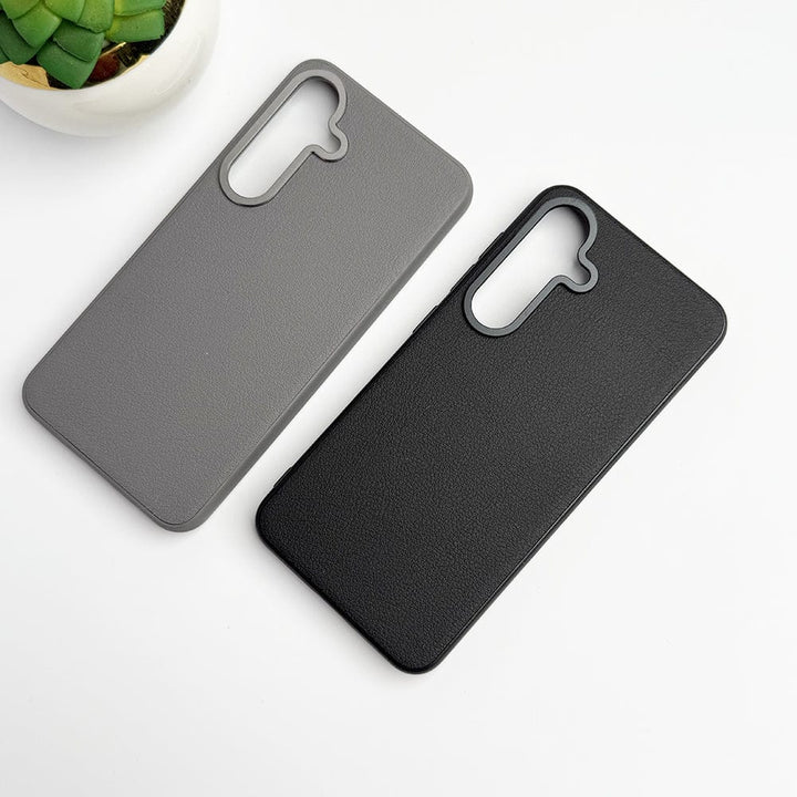FRATO Samsung S24 Samsung Galaxy S24 Leather Texture Case Cover With Metal Camera Bumper