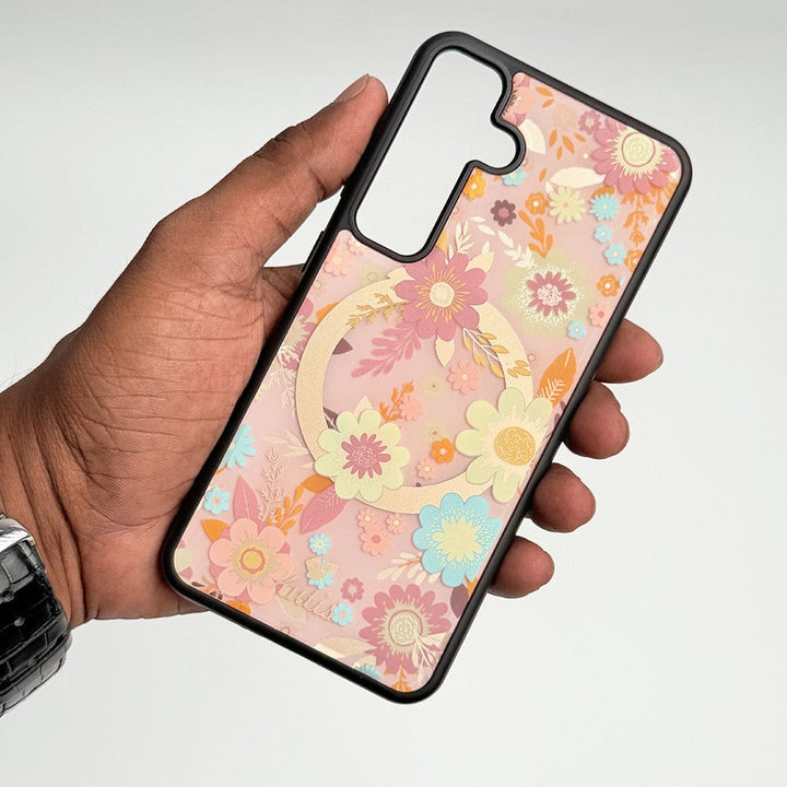 FRATO Samsung S24 Samsung Galaxy S24 Luxury Acrylic Blossom Flower Printed Case Cover