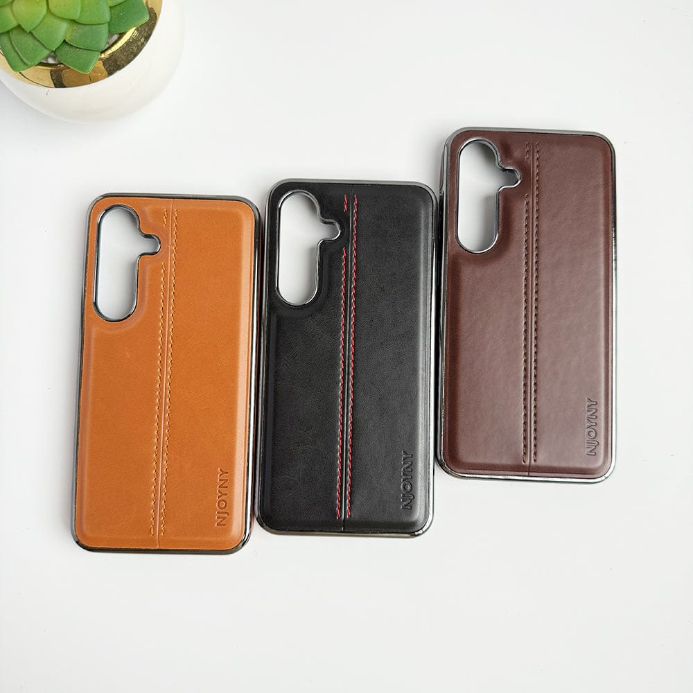 FRATO Samsung S24 Samsung Galaxy S24 Middle Stitch PU Leather Side Chrome Case Cover