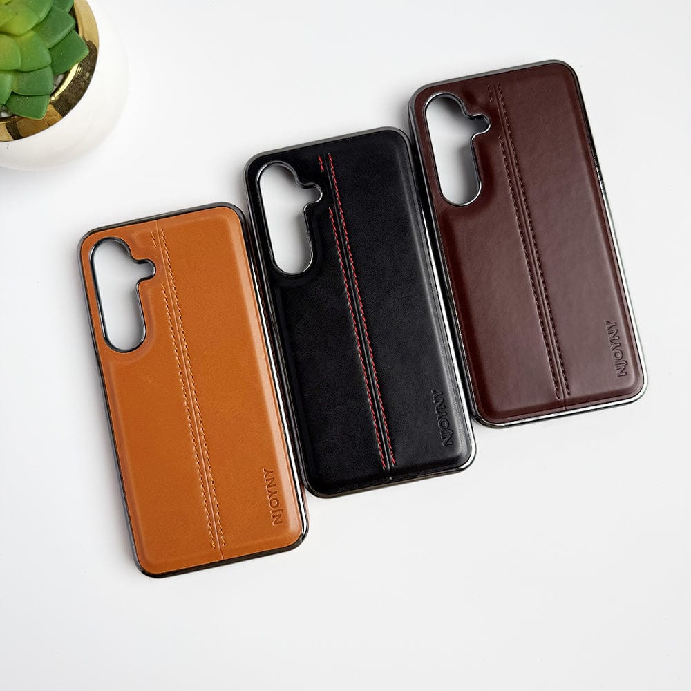 FRATO Samsung S24 Samsung Galaxy S24 Middle Stitch PU Leather Side Chrome Case Cover