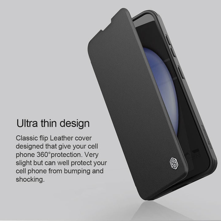 FRATO Samsung S24 Samsung Galaxy S24 Nillkin Qin Prop Leather Case Cover Black