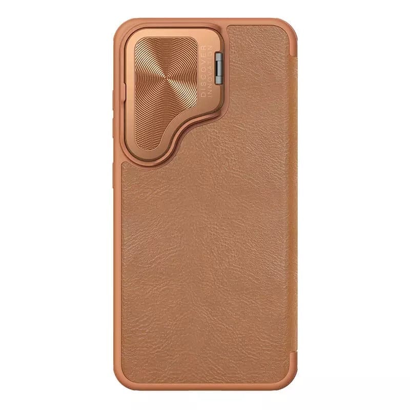 FRATO Samsung S24 Samsung Galaxy S24 Nillkin Qin Prop Leather Case Cover Brown