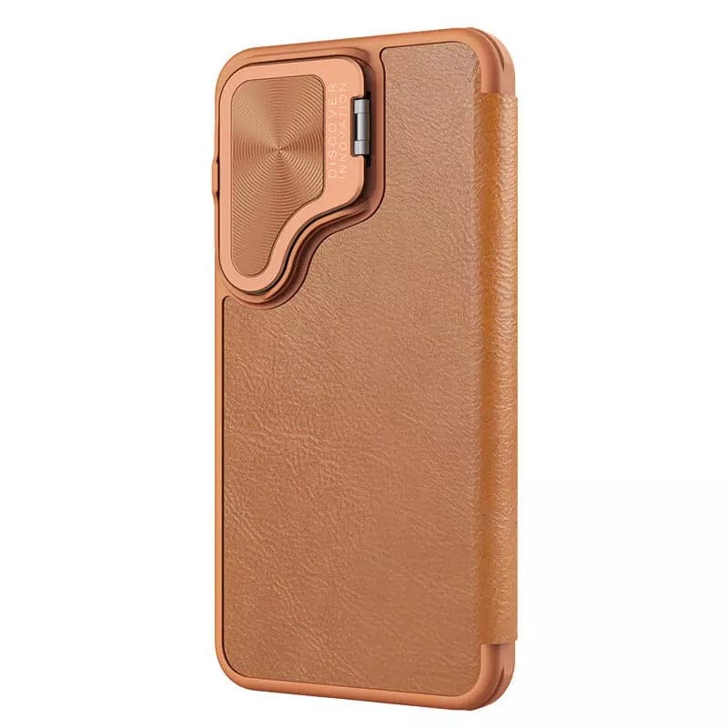 FRATO Samsung S24 Samsung Galaxy S24 Nillkin Qin Prop Leather Case Cover Brown