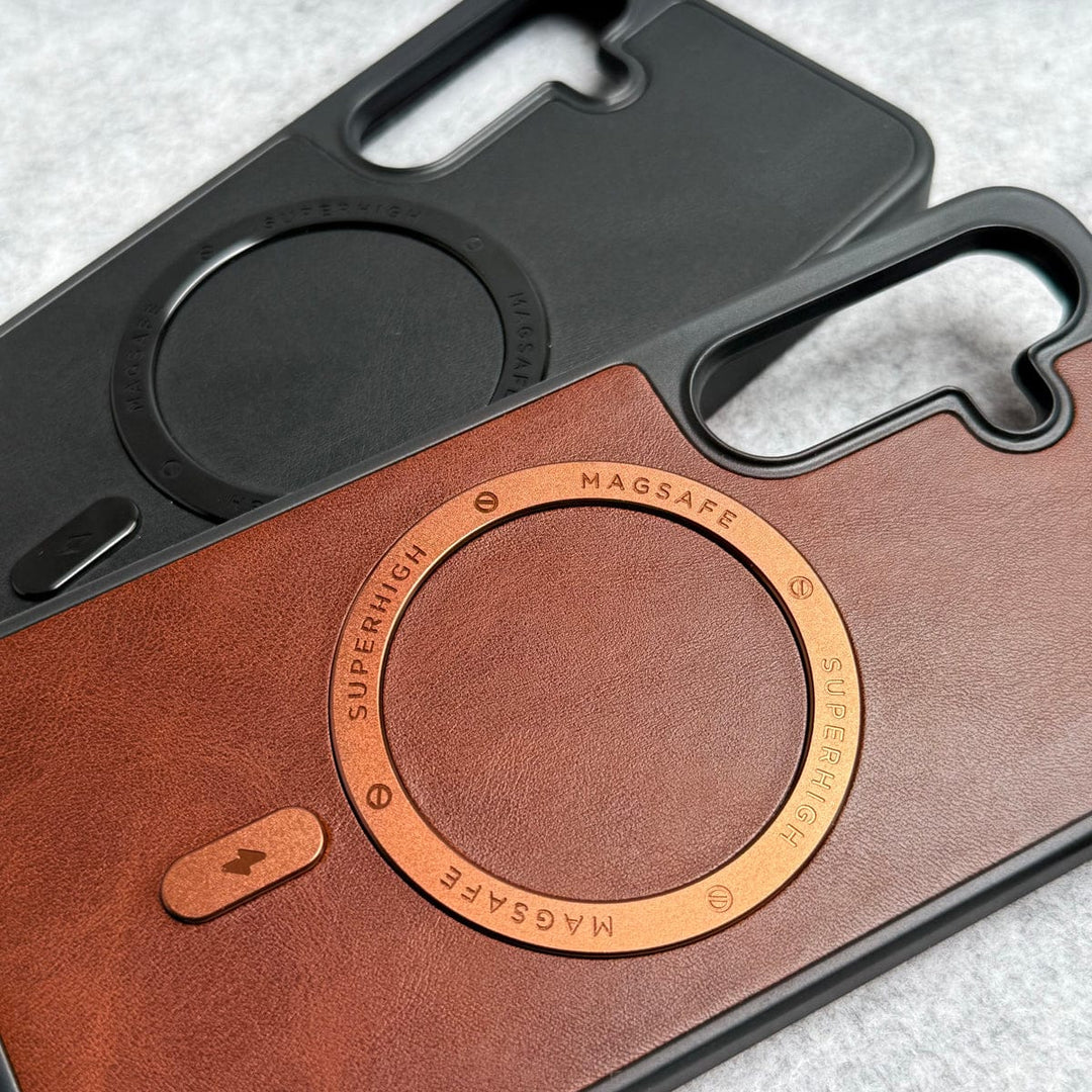 FRATO Samsung S24 Samsung Galaxy S24 Premium PU Leather Metal MagSafe Ring Cover