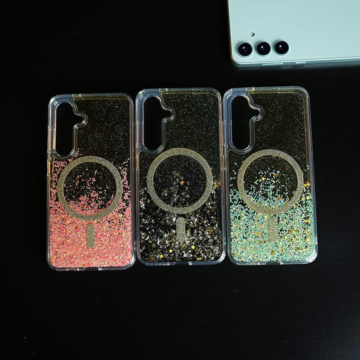 FRATO Samsung S24 Shimmer Sparkle Design Magnetic Ring Case For Samsung Galaxy S24
