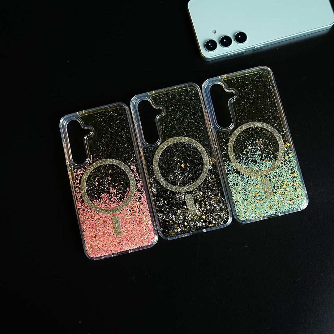 FRATO Samsung S24 Shimmer Sparkle Design Magnetic Ring Case For Samsung Galaxy S24