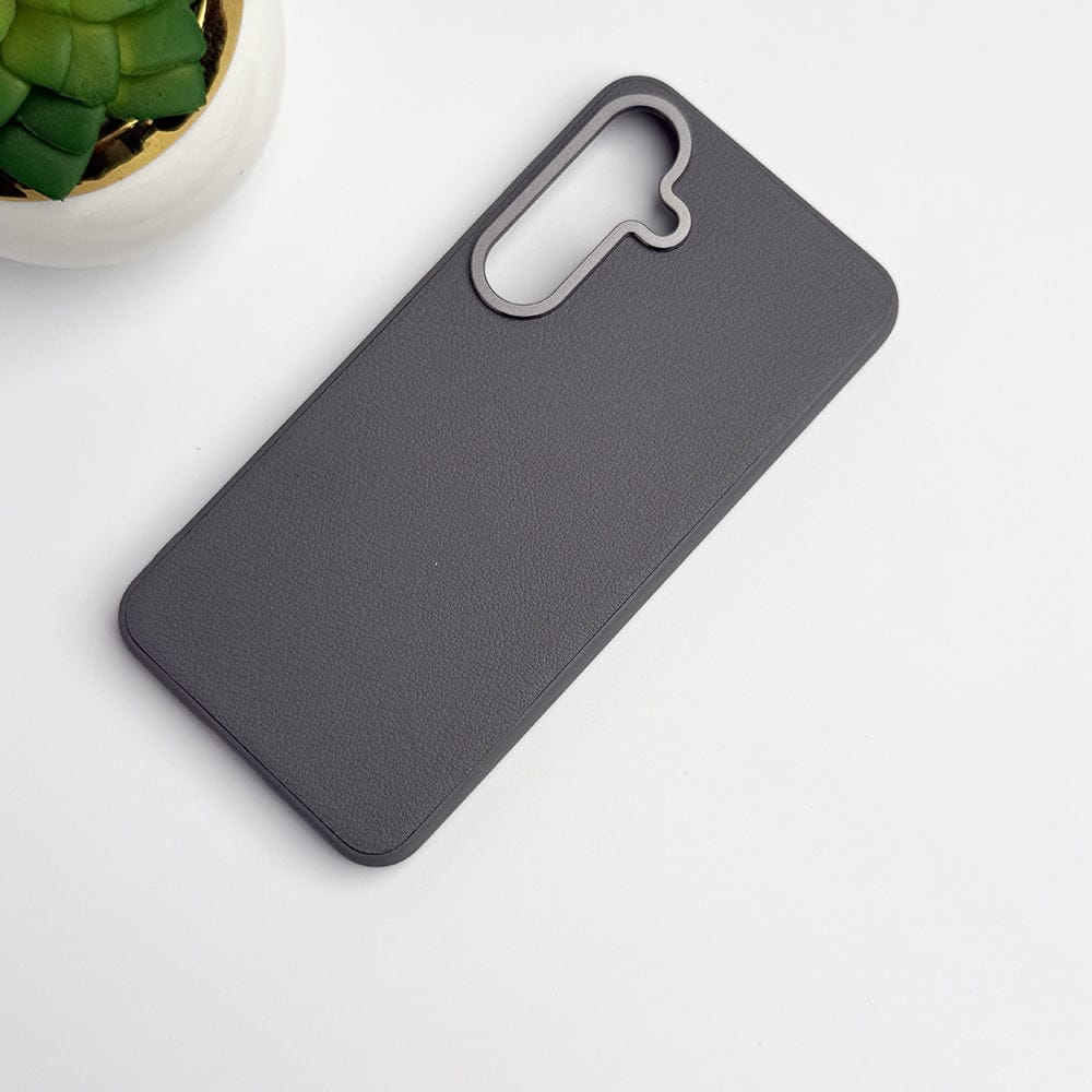 FRATO Samsung S24 Titanium Grey Samsung Galaxy S24 Leather Texture Case Cover With Metal Camera Bumper