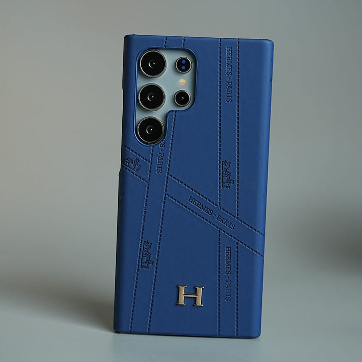 FRATO Samsung S24 Ultra Dark Blue Premium H-Style PU Leather Case for Galaxy S24 Ultra | Luxury Designer-Inspired Protective Cover