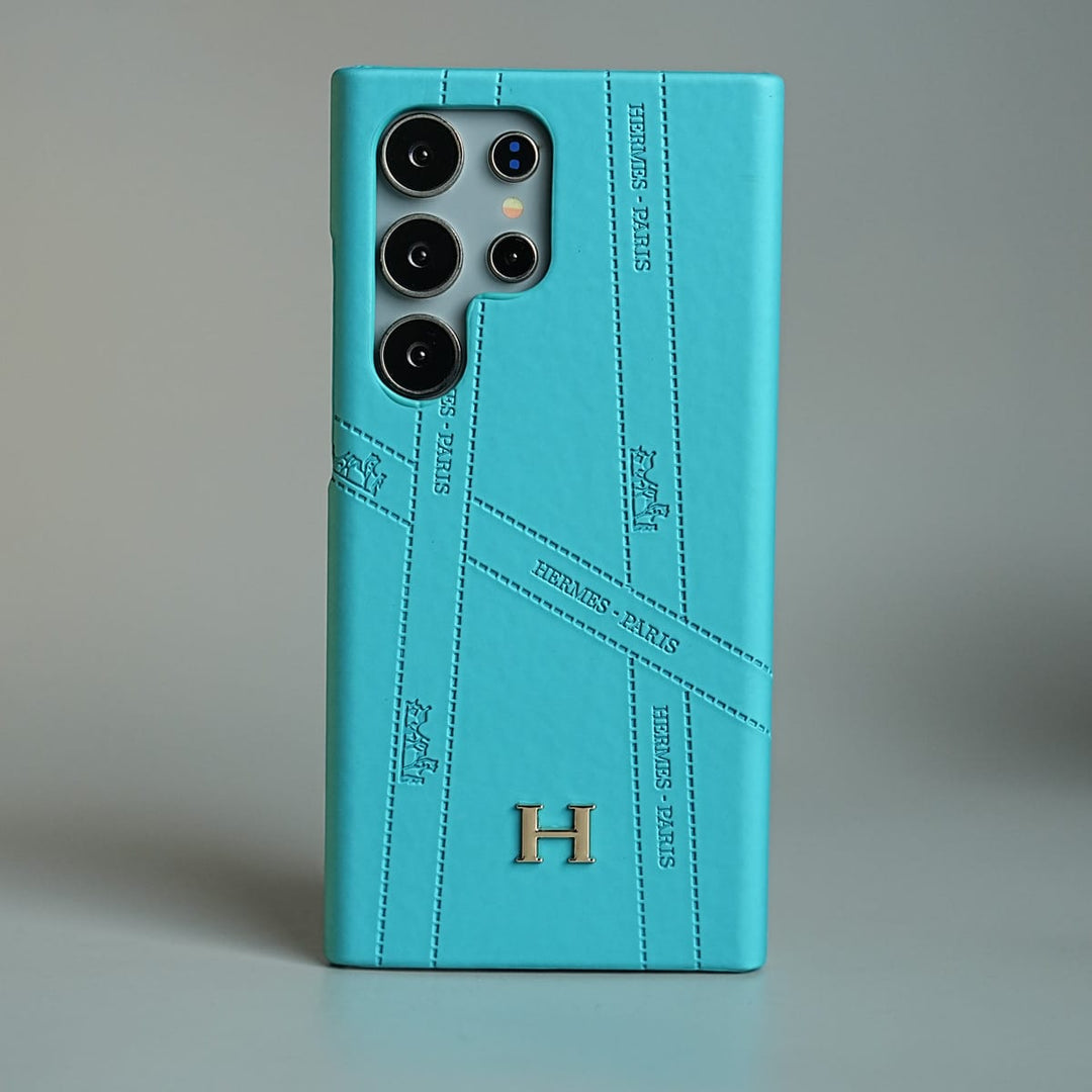 FRATO Samsung S24 Ultra Light Blue Premium H-Style PU Leather Case for Galaxy S24 Ultra | Luxury Designer-Inspired Protective Cover