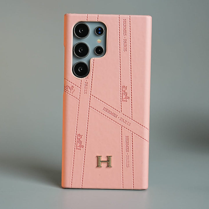 FRATO Samsung S24 Ultra Pink Premium H-Style PU Leather Case for Galaxy S24 Ultra | Luxury Designer-Inspired Protective Cover