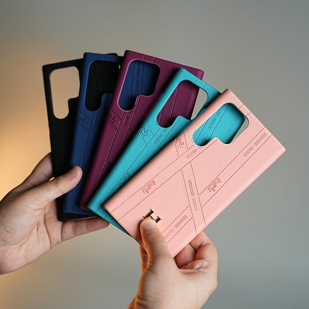 FRATO Samsung S24 Ultra Premium H-Style PU Leather Case for Galaxy S24 Ultra | Luxury Designer-Inspired Protective Cover