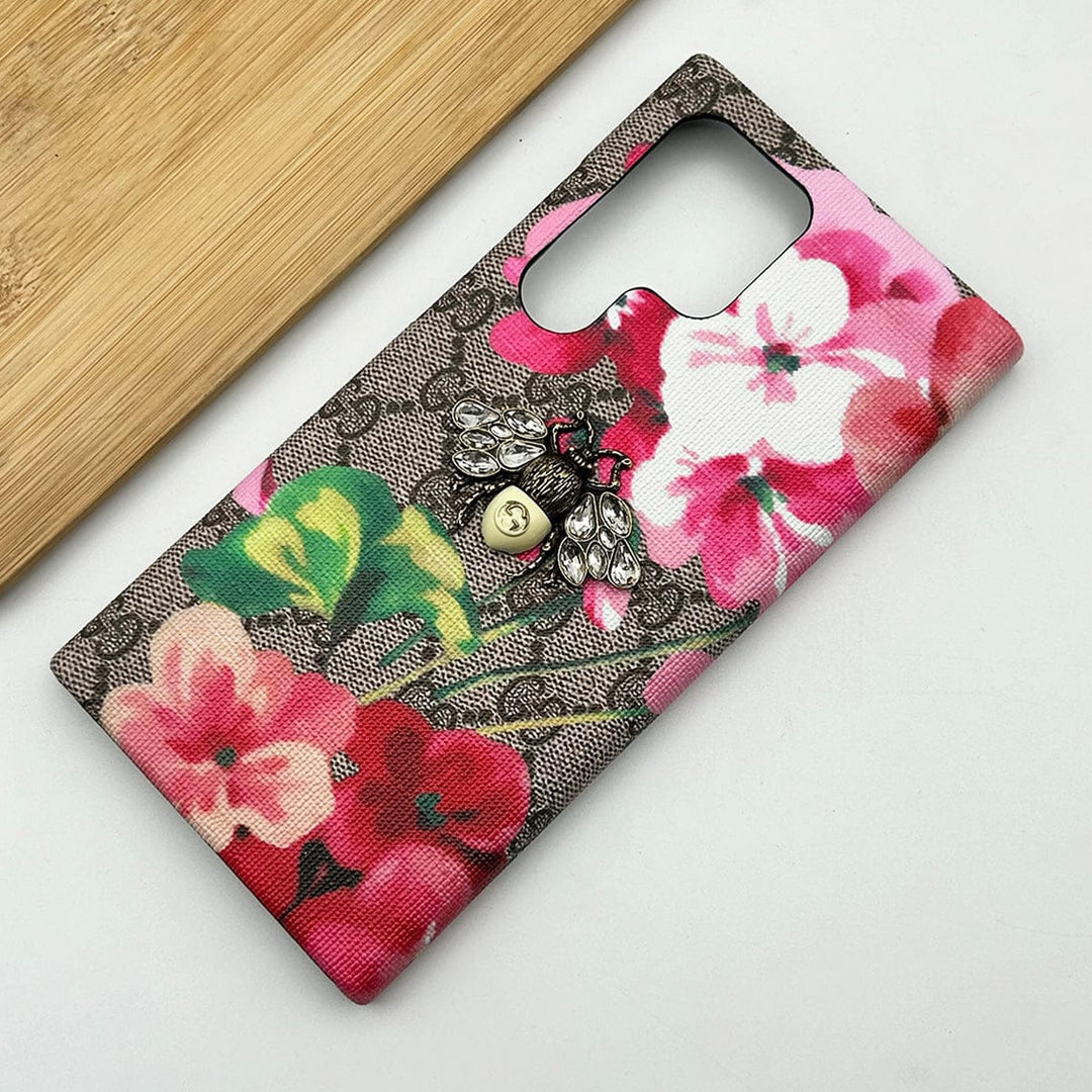 FRATO Samsung S24U BEE Floral Samsung Galaxy S24 Ultra Luxury GG Brand 3D BEE Design Case Cover