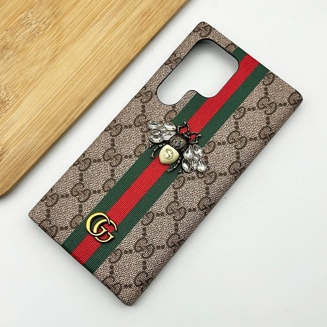FRATO Samsung S24U BEE Strip Samsung Galaxy S24 Ultra Luxury GG Brand 3D BEE Design Case Cover