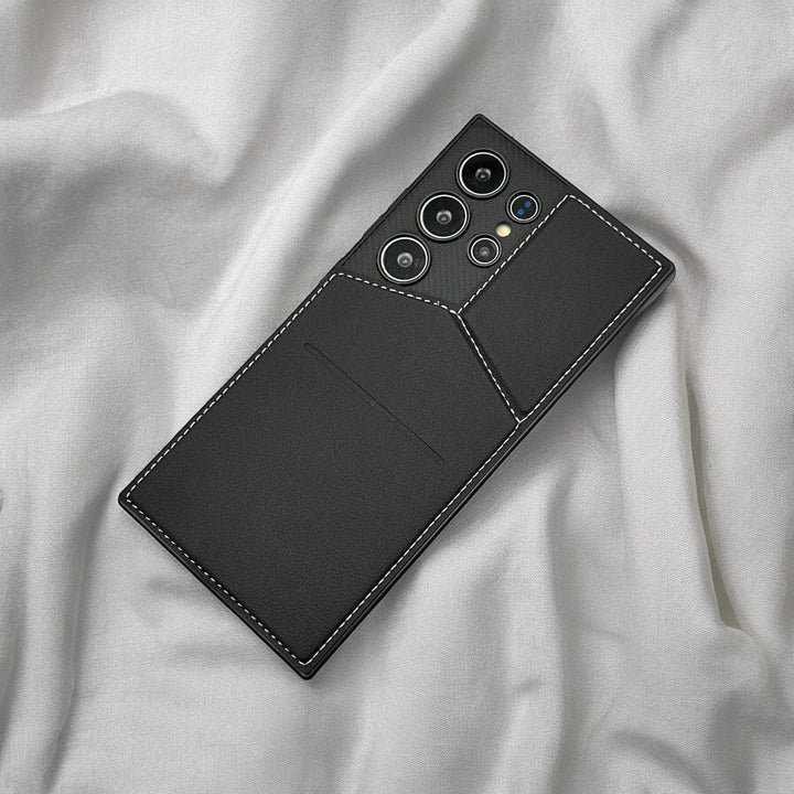 FRATO Samsung S24U Black Samsung Galaxy S24 Ultra Leather Multifunctional Card Holder case cover