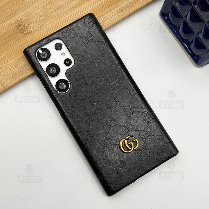 FRATO Samsung S24U Black Samsung  Galaxy S24 Ultra Luxury GG Fashion Leather Brand Case Cover