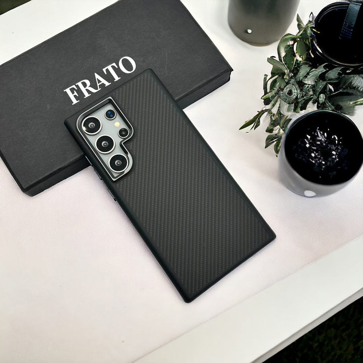FRATO Samsung S24U Black Samsung Galaxy S24 Ultra Premium Carbon Fiber Texture Case Cover