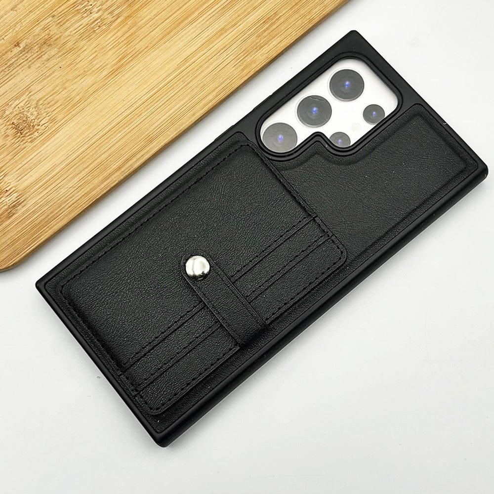 FRATO Samsung S24U Black Samsung Galaxy S24 Ultra Premium PU Leather Case Cover With Wallet Card Holder