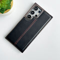 Samsung Galaxy S25 Ultra PU Leather Middle Stitch Side Chrome Case Cover