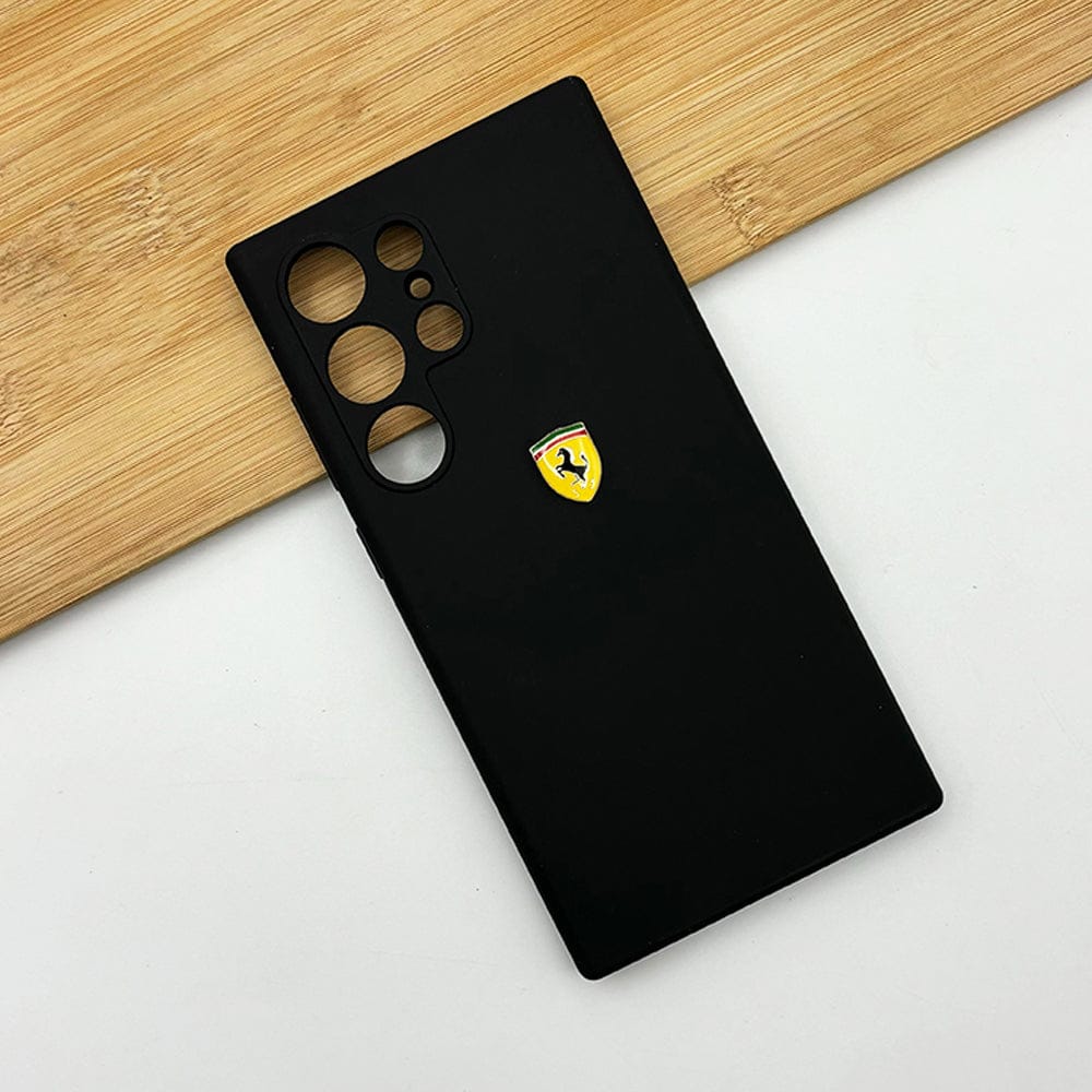 FRATO Samsung S24U Black Samsung Galaxy S24 Ultra Sports Car Logo Liquid Silicone Case Cover