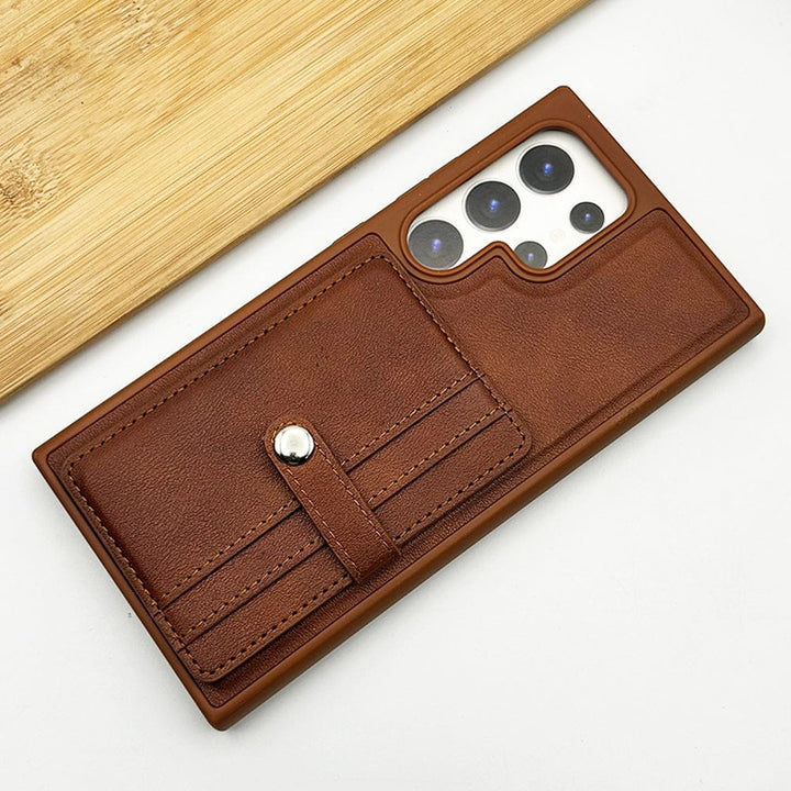 FRATO Samsung S24U Brown Samsung Galaxy S24 Ultra Premium PU Leather Case Cover With Wallet Card Holder