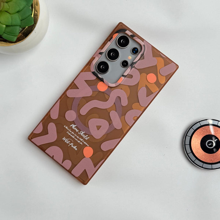 FRATO Samsung S24U Desert Titanium Samsung Galaxy S24 Ultra Geometric Graffiti Shockproof MagSafe Case Cover