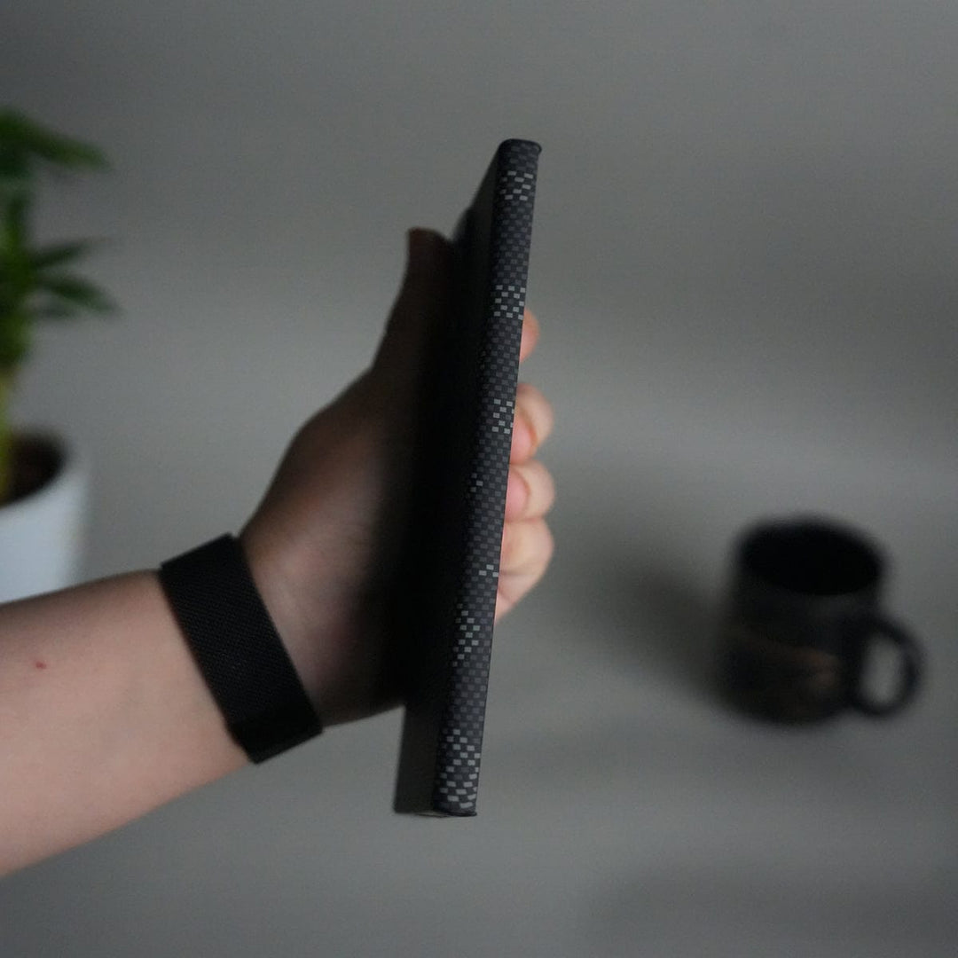 FRATO Samsung S24U Galaxy S24 Ultra Aramid Fiber Case | Slim Magnetic Charging Ring Cover | Black