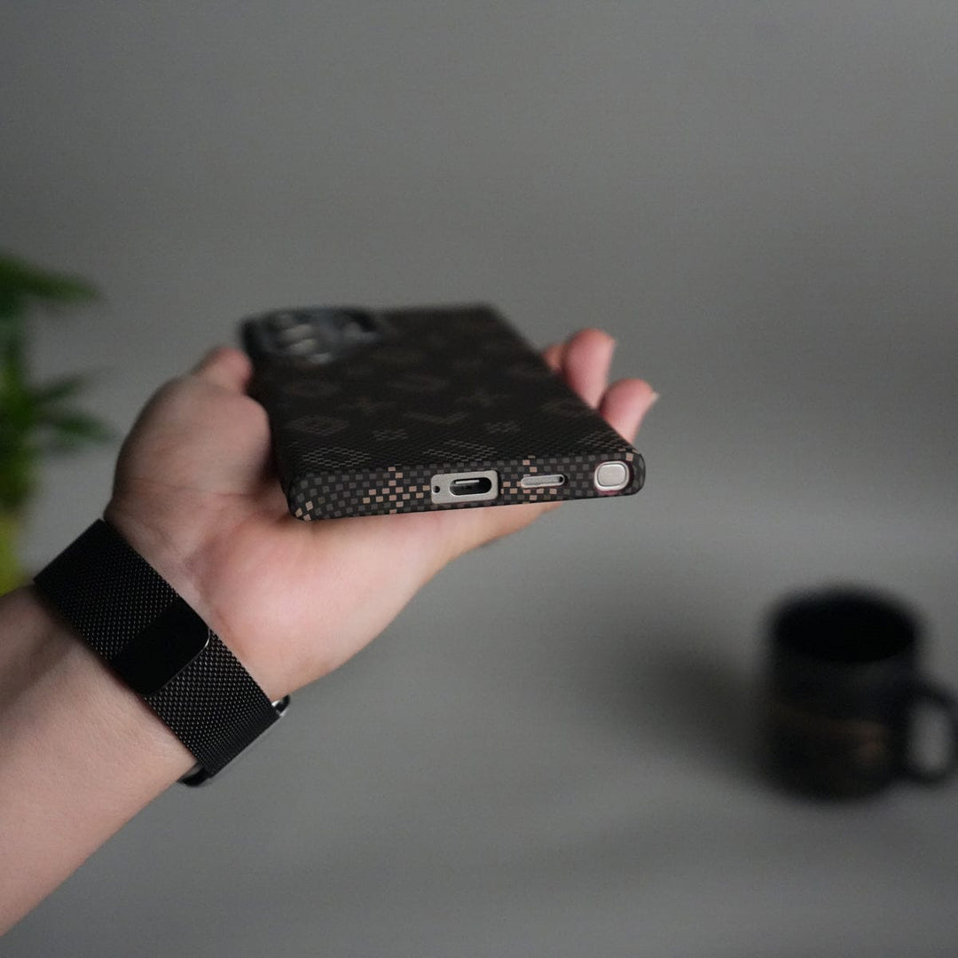 FRATO Samsung S24U Galaxy S24 Ultra Aramid Fiber Case | Slim Magnetic Charging Ring Cover | Desert