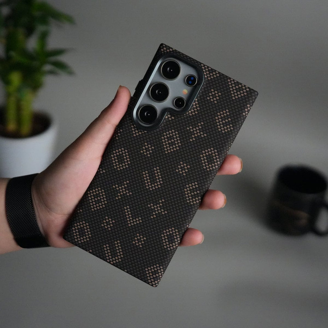 FRATO Samsung S24U Galaxy S24 Ultra Aramid Fiber Case | Slim Magnetic Charging Ring Cover | Desert