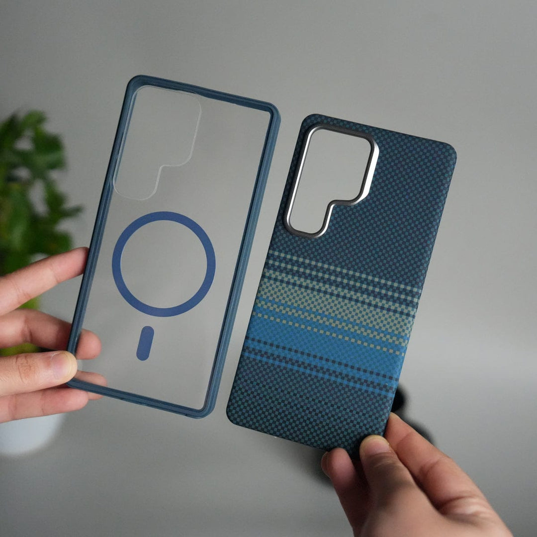 FRATO Samsung S24U Galaxy S24 Ultra Detachable Back Panel MagSafe Case | 2-in-1 Hybrid Cover with Replaceable Design | GreenBlue